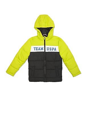 U S Polo Assn Kids Long Sleeve Colour Block Hooded Jacket