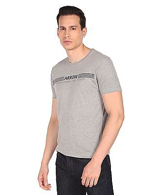 Buy Arrow Sports Heathered Brand Print T-Shirt - NNNOW.com