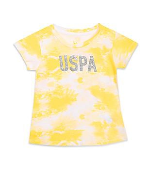 U S Polo Assn Kids Crew Neck Tie And Dye Print T-Shirt