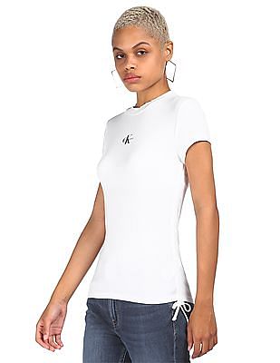 Buy Calvin Klein Women White Round Neck Side Drawstring