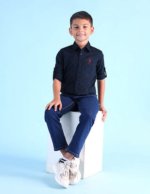 U S Polo Assn Kids Boys Floral Printed Regular Fit Shirt