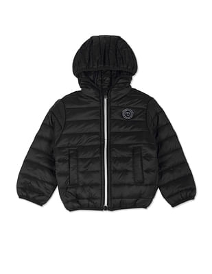 U S Polo Assn Kids Hooded Solid Quilted Jacket