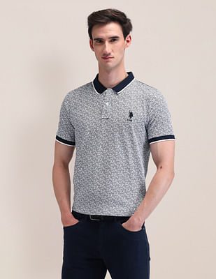 U S Polo Assn Slim Fit Geometric Polo Shirt