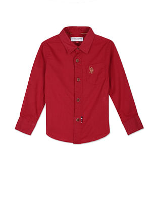 U S Polo Assn Kids Boys Pure Cotton Solid Shirt