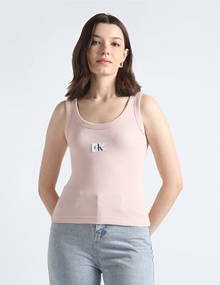Buy Calvin Klein Women White Round Neck Side Drawstring Ribbed T-Shirt -  NNNOW.com