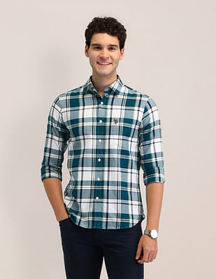 U S Polo Assn Tailored Fit Dobby Checked Shirt