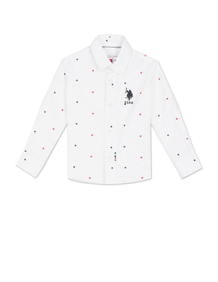 U S Polo Assn Kids Boys Rounded Cuff Printed Shirt