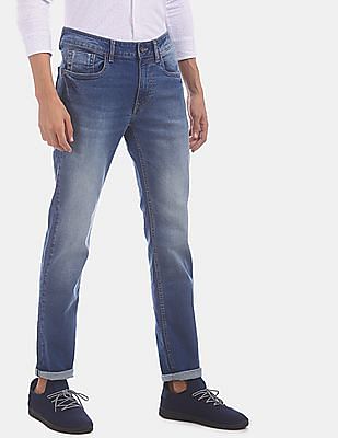 Buy Flying Machine Men Blue Michael Slim Tapered Fit Washed Jeans Nnnow Com