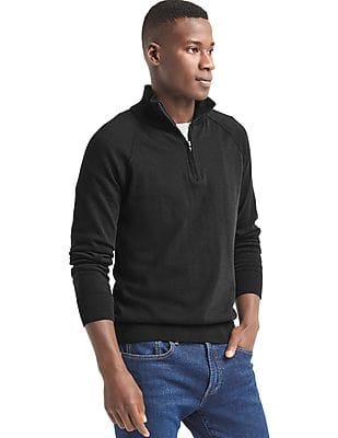 Buy GAP Men Men Black Half Zip Mock Neck Sweater - NNNOW.com