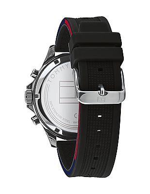 Buy Tommy Hilfiger Men Black Logo Embossed Silicone Strap Watch