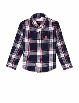 U S Polo Assn Kids Boys Outdoor Check Cotton Shirt