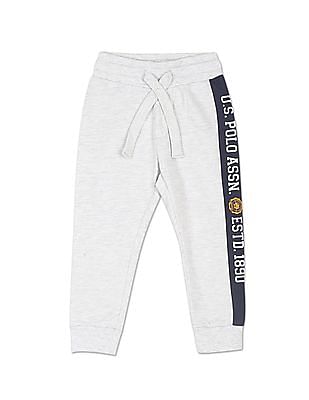 U S Polo Assn Kids Boys Grey Mid Rise Solid Joggers