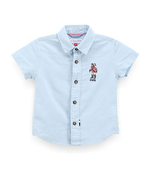 U S Polo Assn Kids Boys Spread Collar Solid Shirt