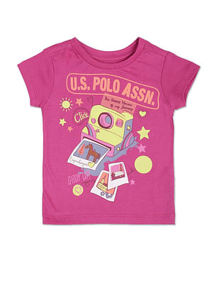 U S Polo Assn Kids Polaroid Print Cotton T-Shirt