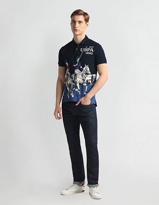 Buy U.S. Polo Assn. Denim Co. Ribbed Collar Brand Print Polo Buy U.S. Polo Assn. Denim Co. Ribbed Collar Brand Print Polo