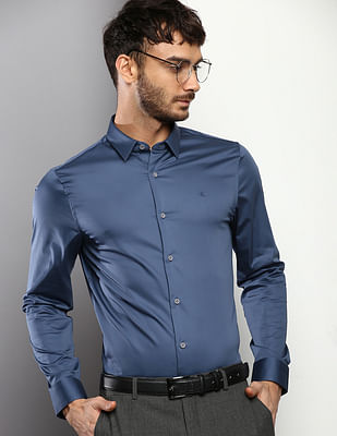 Calvin Klein Jeans Stretch Satin Solid Casual Shirt