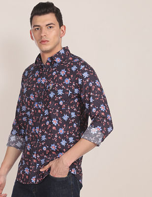 U S Polo Assn Spread Collar Floral Print Casual Shirt