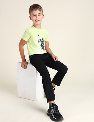 U S Polo Assn Kids Boys Solid Slim Fit Trousers