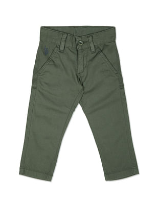 U S Polo Assn Kids Mid Rise Solid Twill Weave Trousers