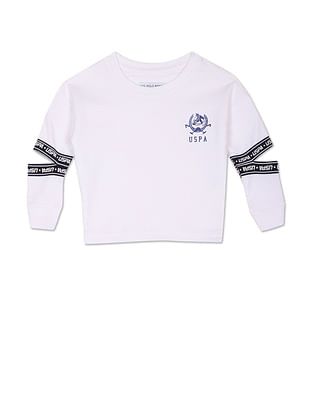 U S Polo Assn Kids Elbow Cut Out Brand Tape Cotton Sweatshirt