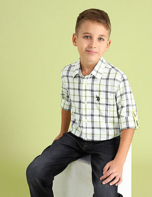 U S Polo Assn Kids Boys Tartan Checked Cotton Shirt