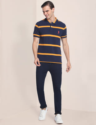 Buy U.S. Polo Assn. Men Navy Horizontal Stripe Polo Shirt - NNNOW.com