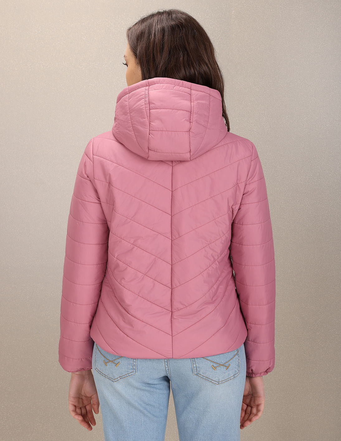 Buy U.S. Polo Assn. Women Pink Solid Hooded Padded Jacket