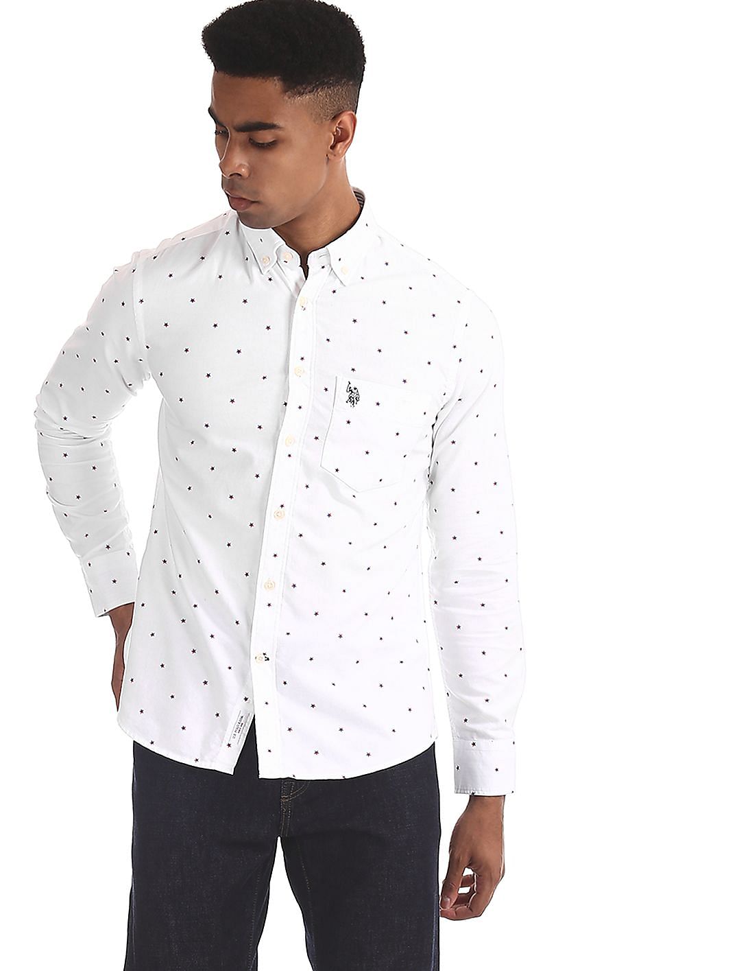 White sales star shirt