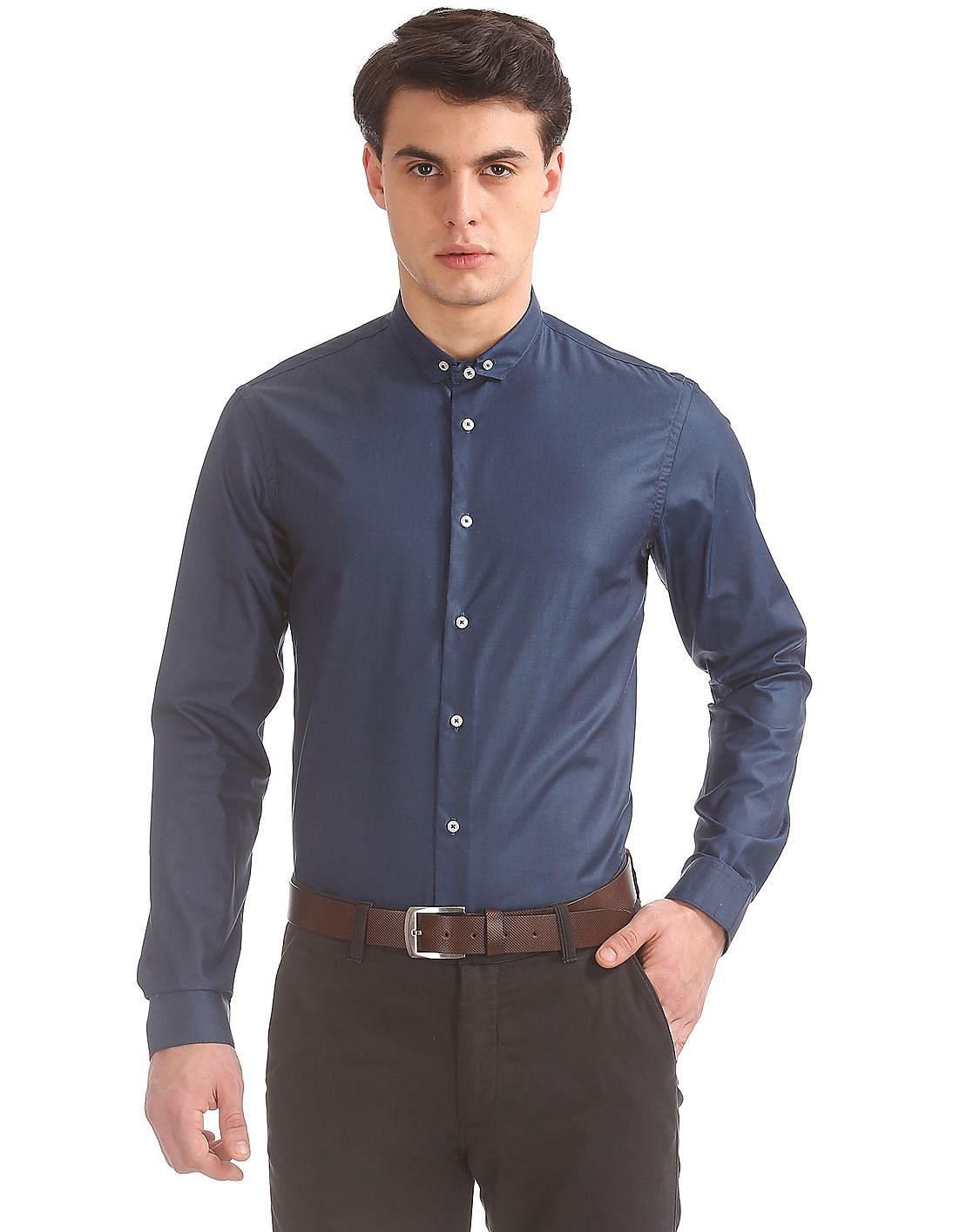 Buy Arrow Newyork Men Button Down Collar Slim Fit Shirt - NNNOW.com