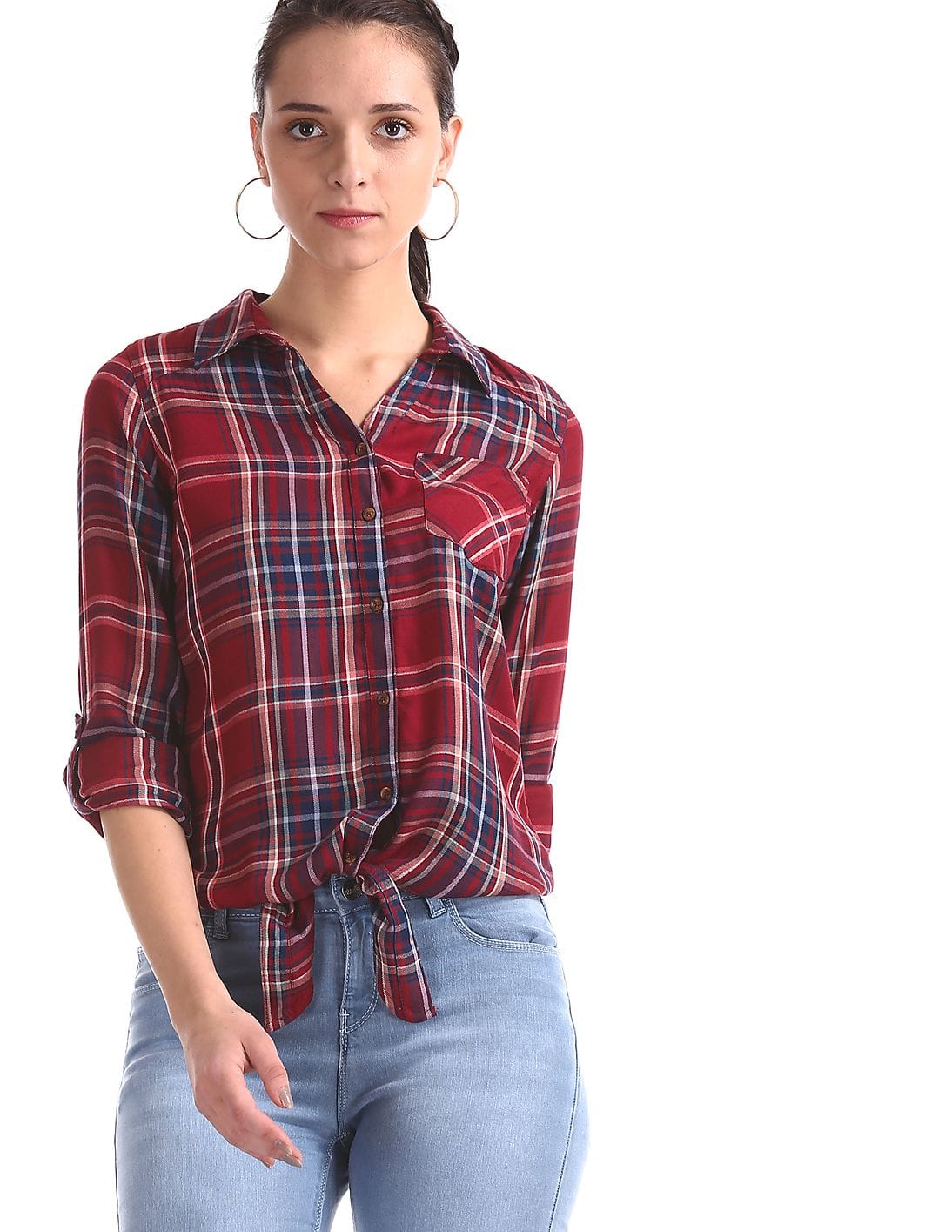 Buy Cherokee Red Tie Up Hem Check Shirt - NNNOW.com