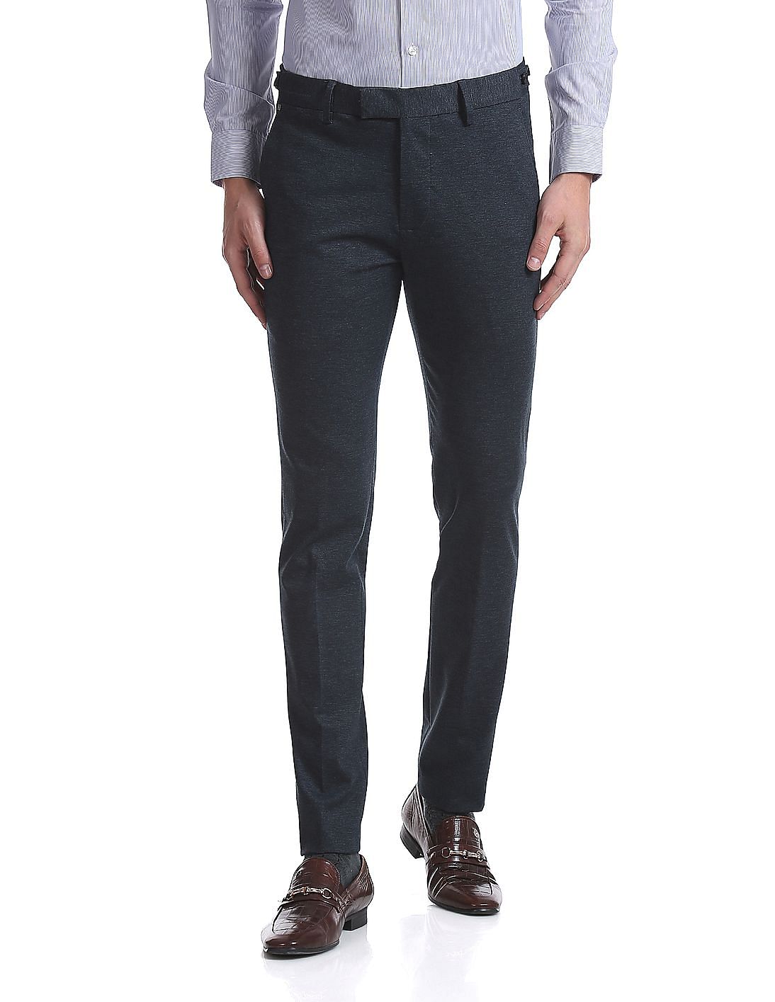 Buy USPA Tailored Men Super Slim Fit Solid Trousers - NNNOW.com