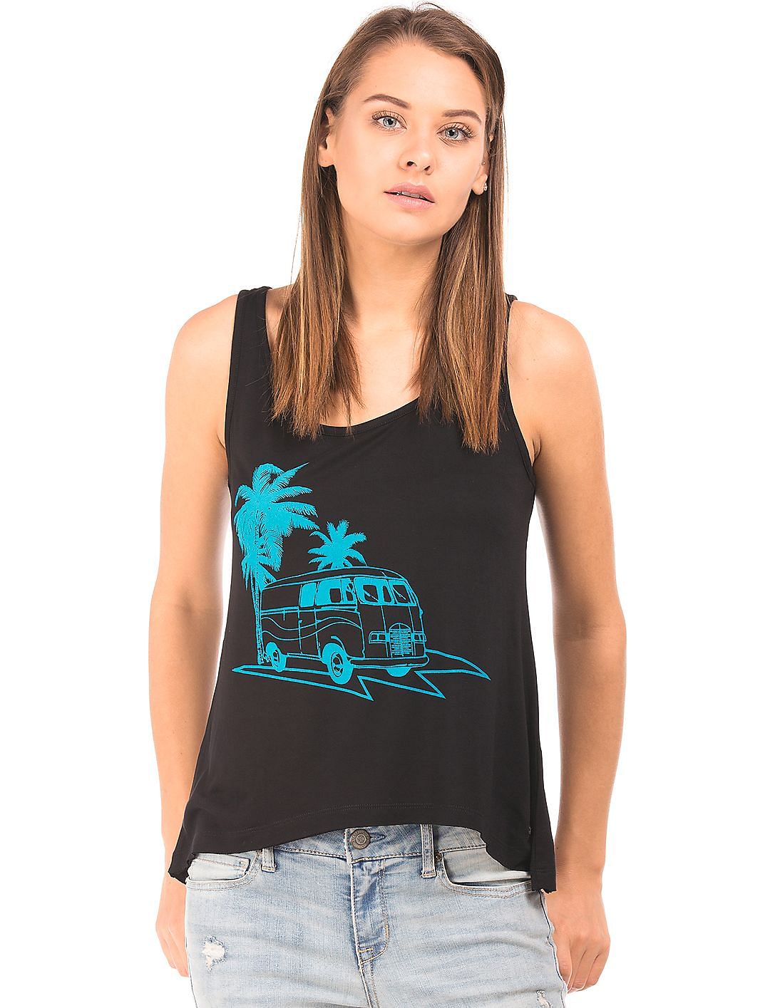 Buy Flying Machine Women Women Printed Front Flared Tank Top - NNNOW.com