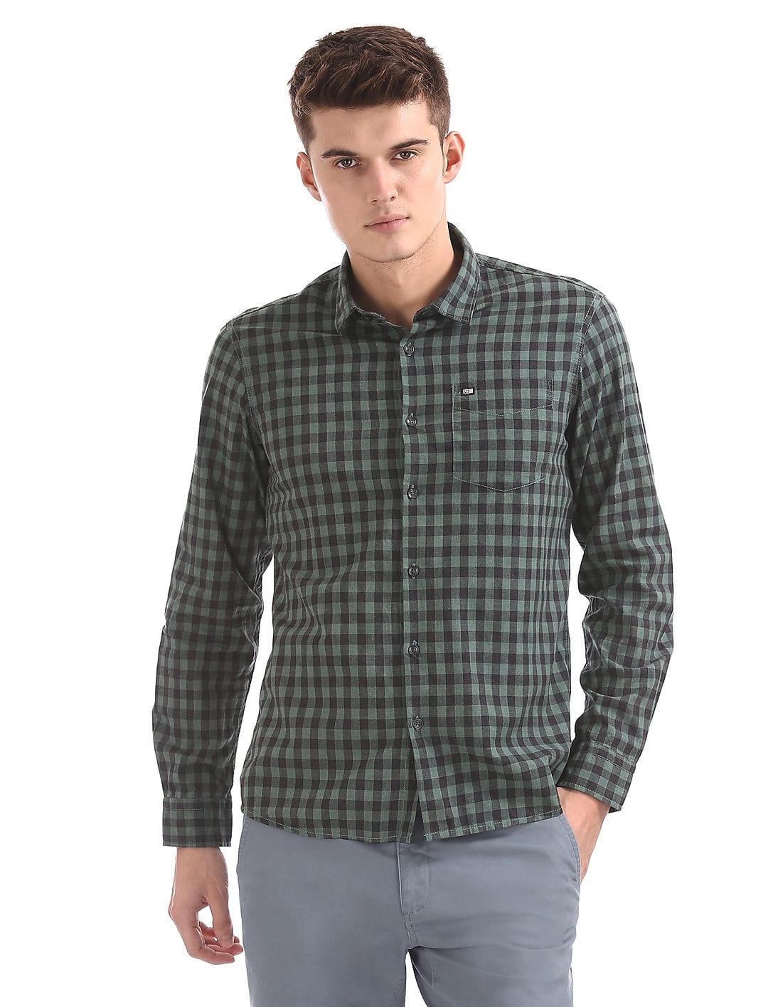 mens slim fit check shirt