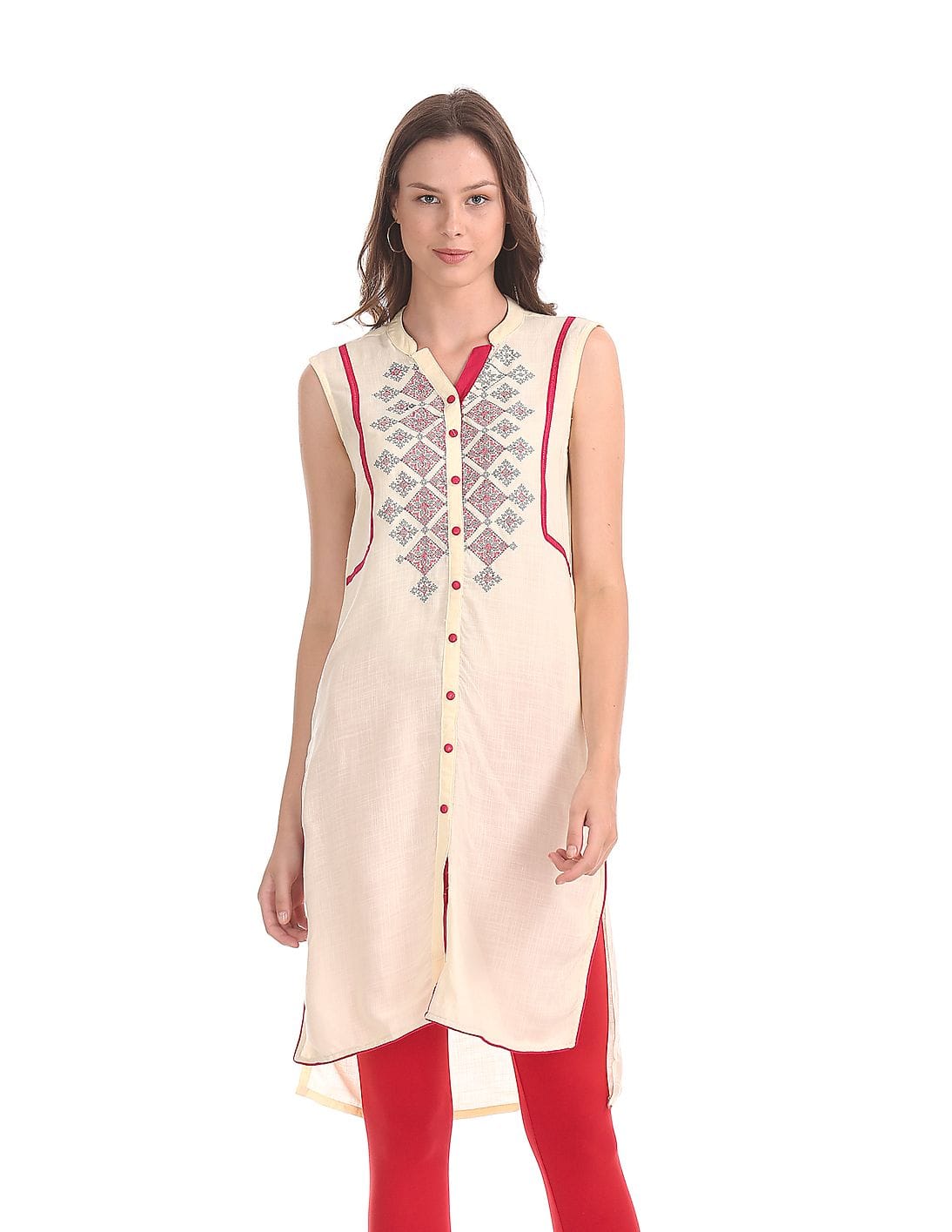 Buy Karigari Sleeveless Embroidered Kurta