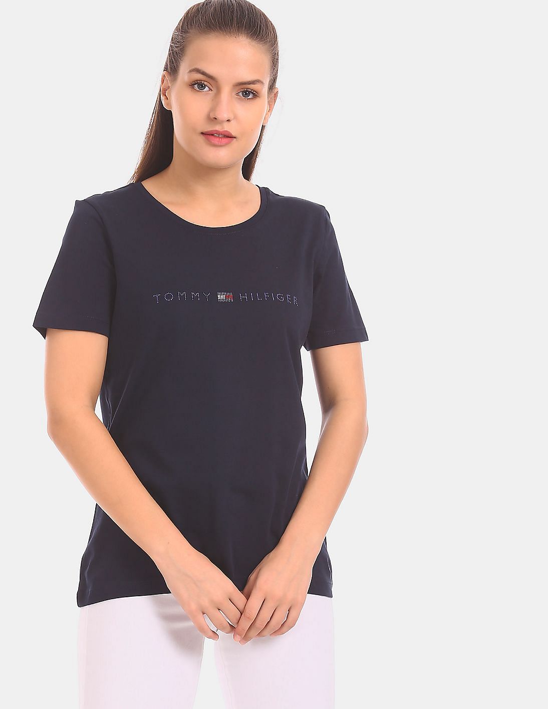 black tommy hilfiger t shirt women's