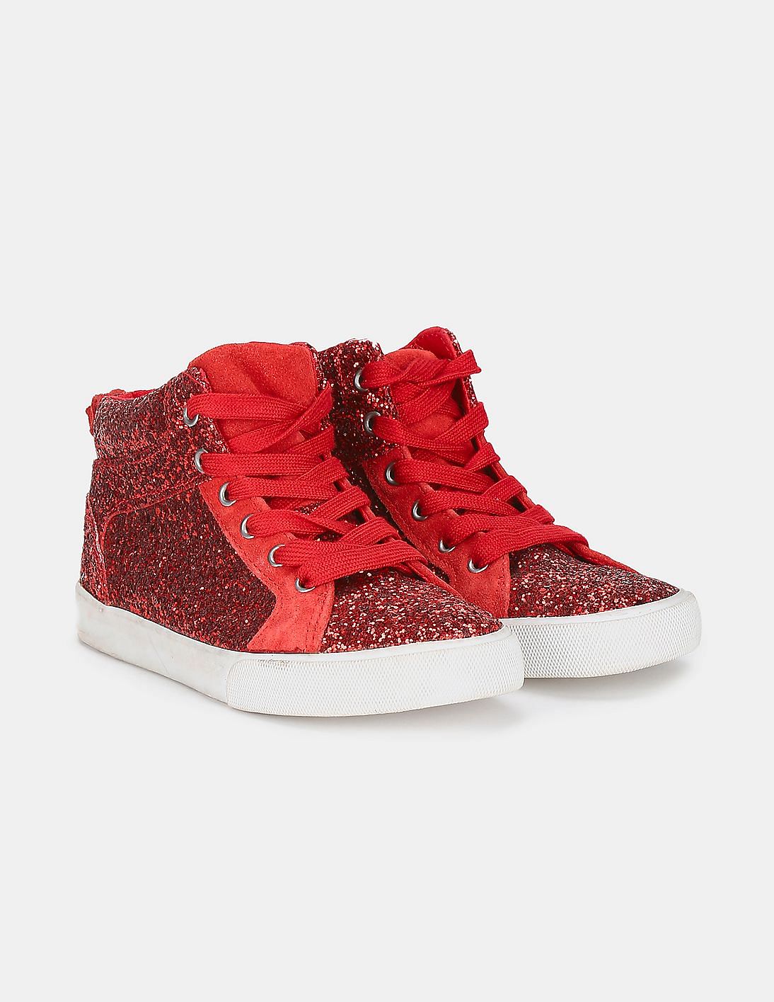 Buy GAP Girls Red Glitter High Top Sneakers NNNOW