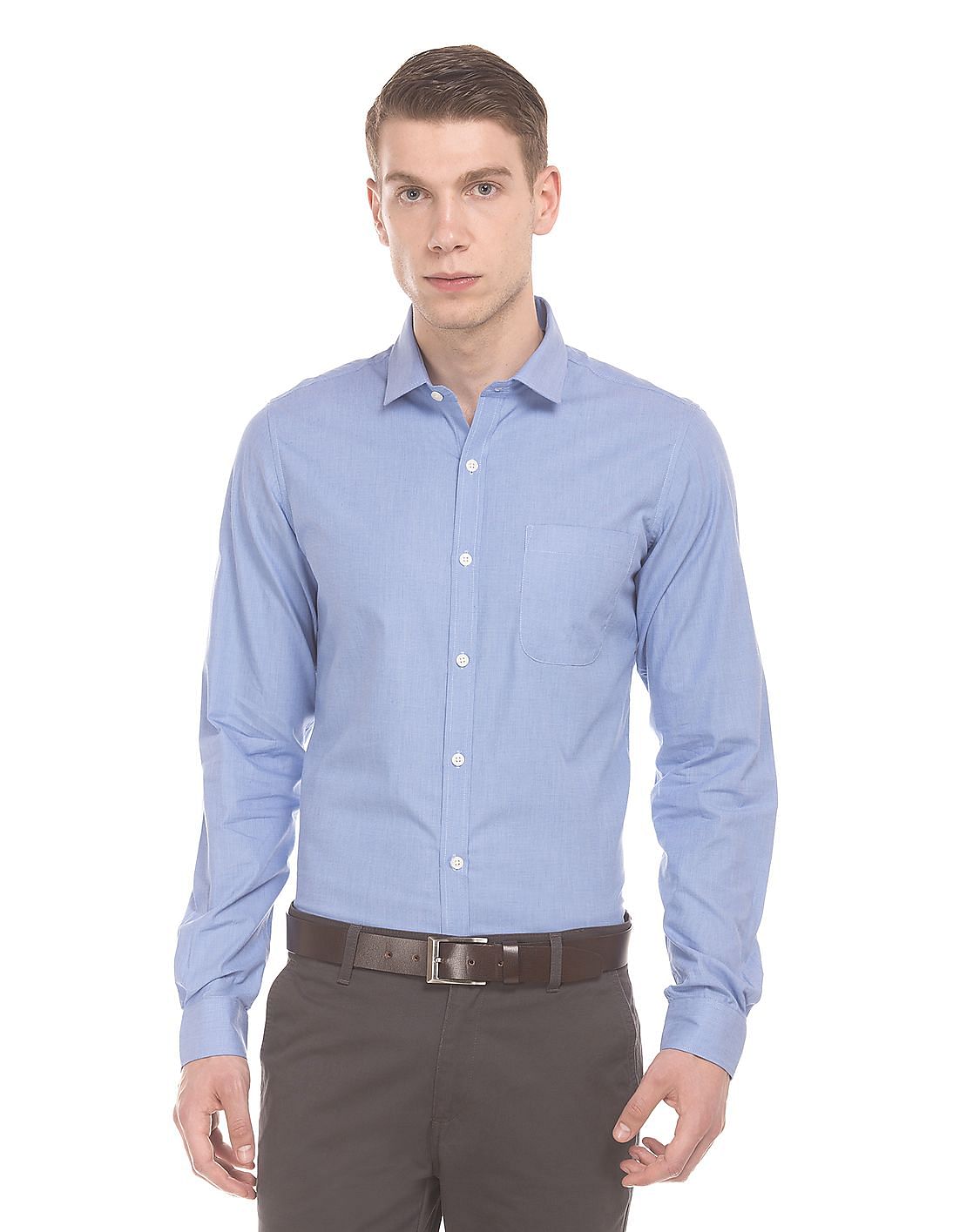 Buy Excalibur Slim Fit Semi Cutaway Collar Shirt - NNNOW.com