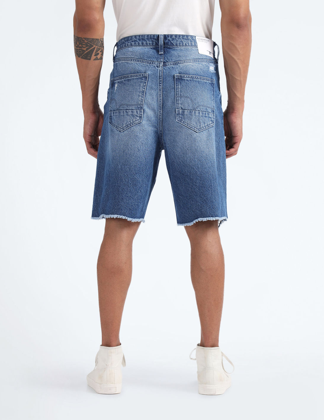 Buy Flying Machine Mid Rise Distressed Denim Shorts - NNNOW.com