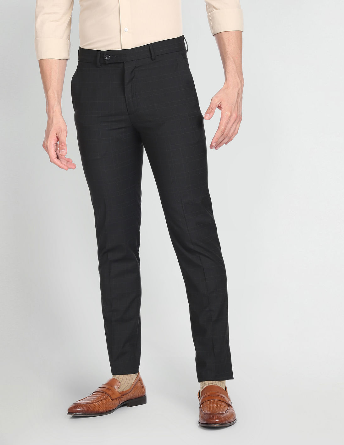 Buy Arrow Newyork Jackson Super Slim Outline Check Trousers - NNNOW.com