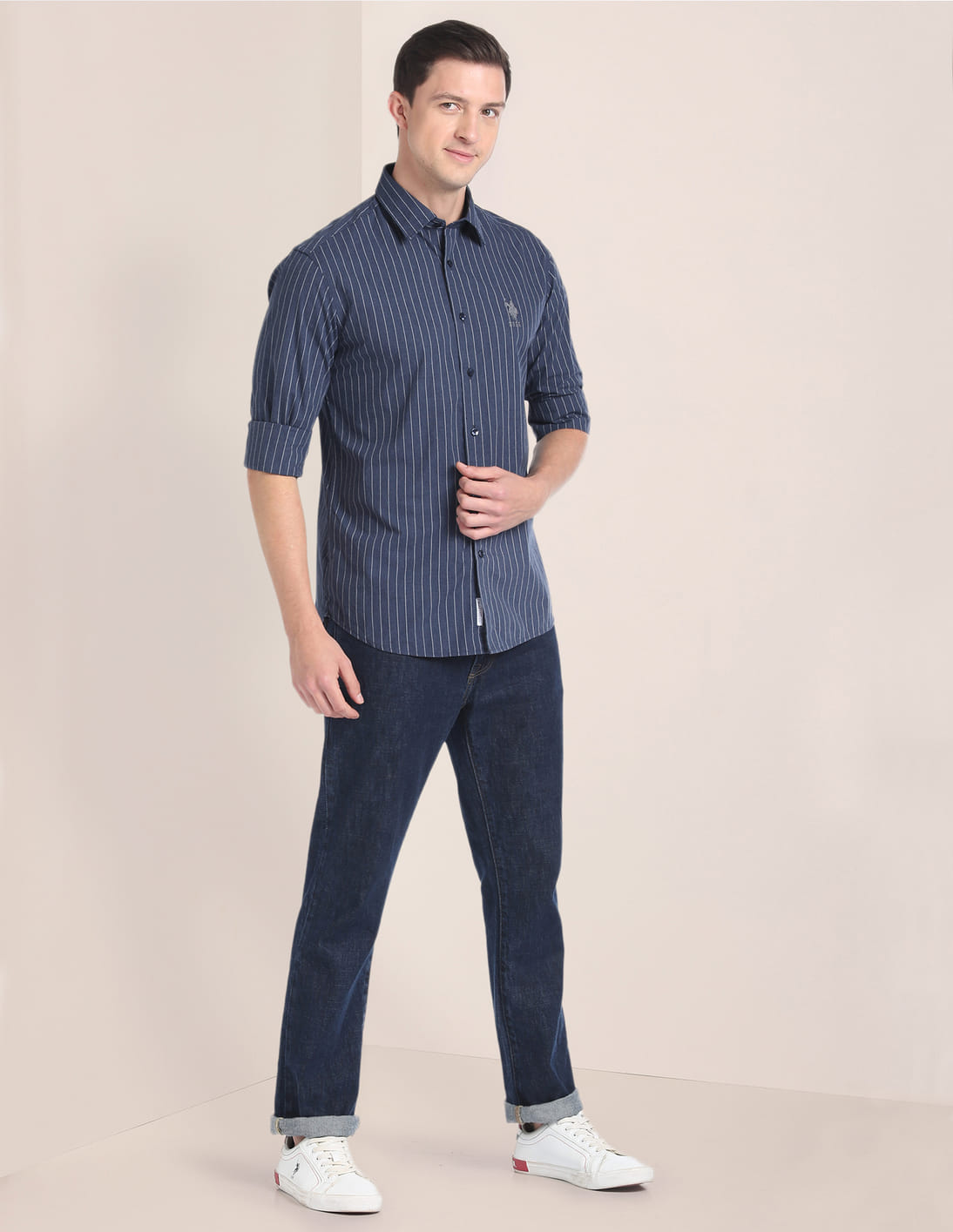 Buy U.S. Polo Assn. Cotton Melange Vertical Stripe Shirt - NNNOW.com