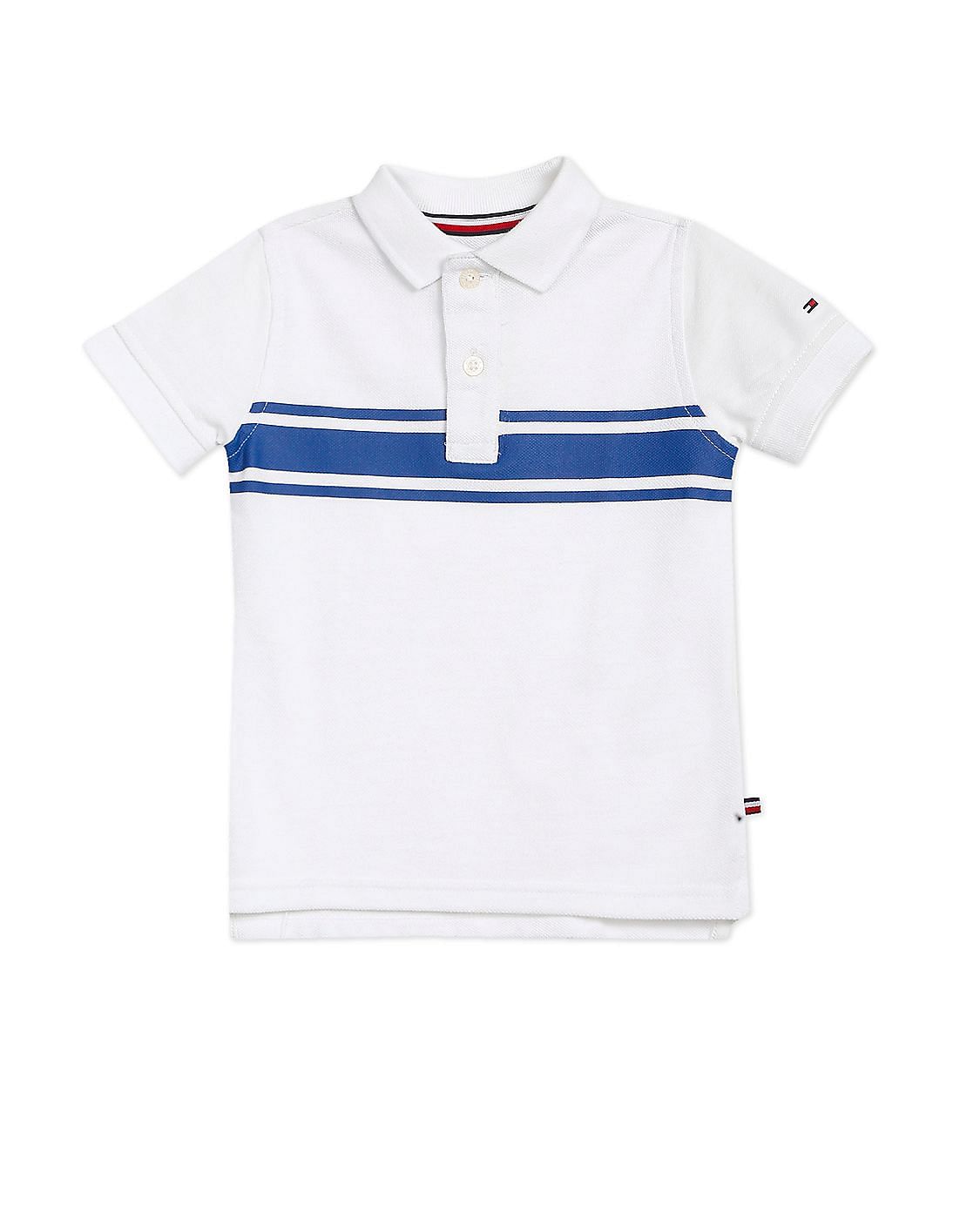 Buy Tommy Hilfiger Kids Boys White Contrast Stripe Cotton Polo Shirt ...