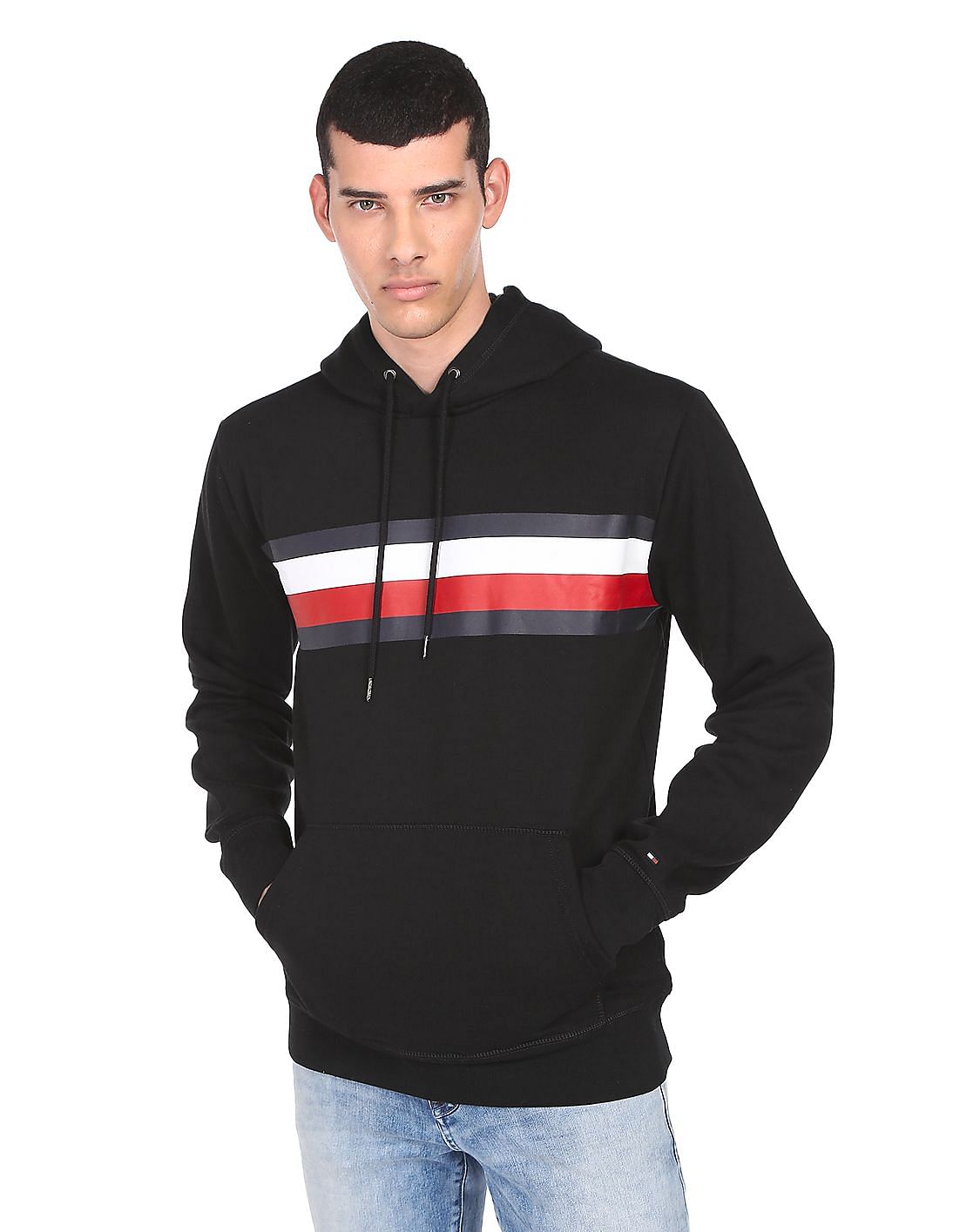 Tommy hilfiger icon stripe logo print sale hoodie