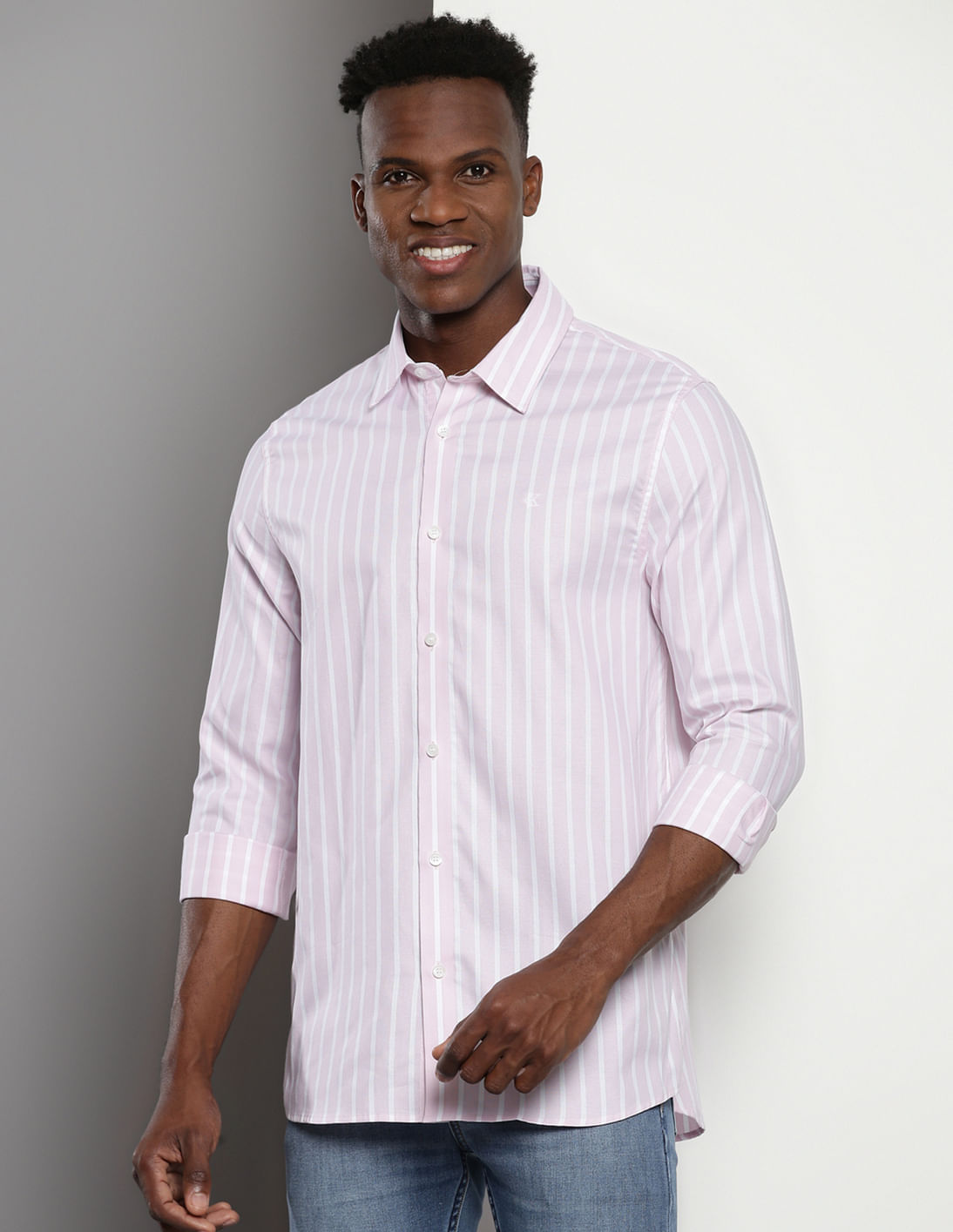 【cale カル】COTTON STRIPE B/D SHIRT KAPITAL Multi-Stripe Jersey Huge T-Shirt in Green | SVD USA