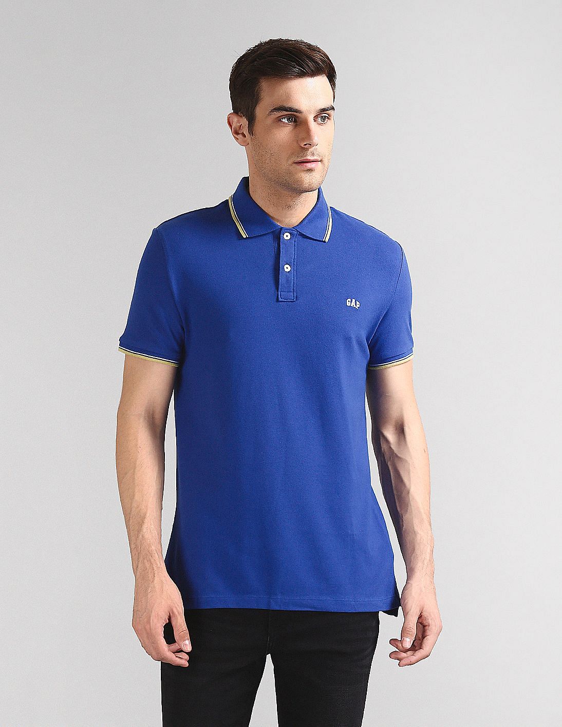 Buy GAP Men Blue Short Sleeve Tipped Polo Shirt - NNNOW.com
