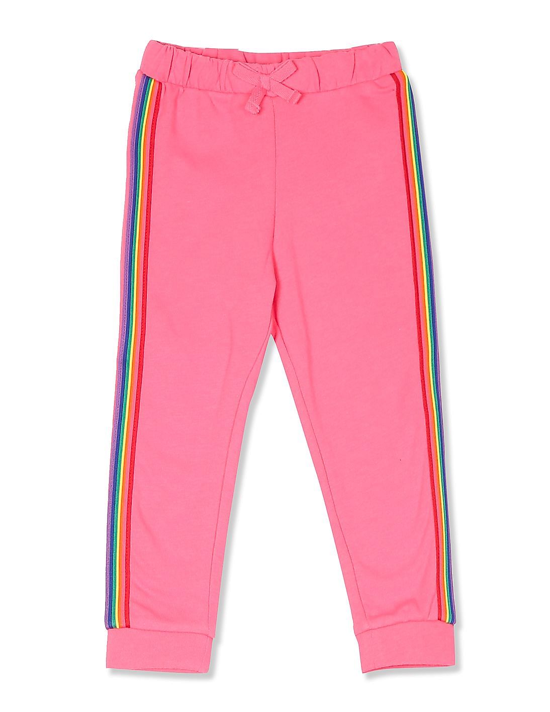 Buy The Children's Place Girls Pink Rainbow Side Stripe Fleece Jogger ...