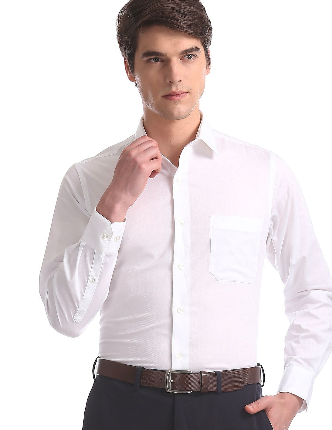 Buy Men White Regular Fit Jacquard Shirt online at NNNOW.com