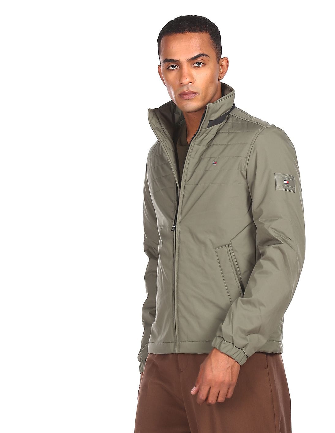 Buy Tommy Hilfiger Men Olive High Neck 