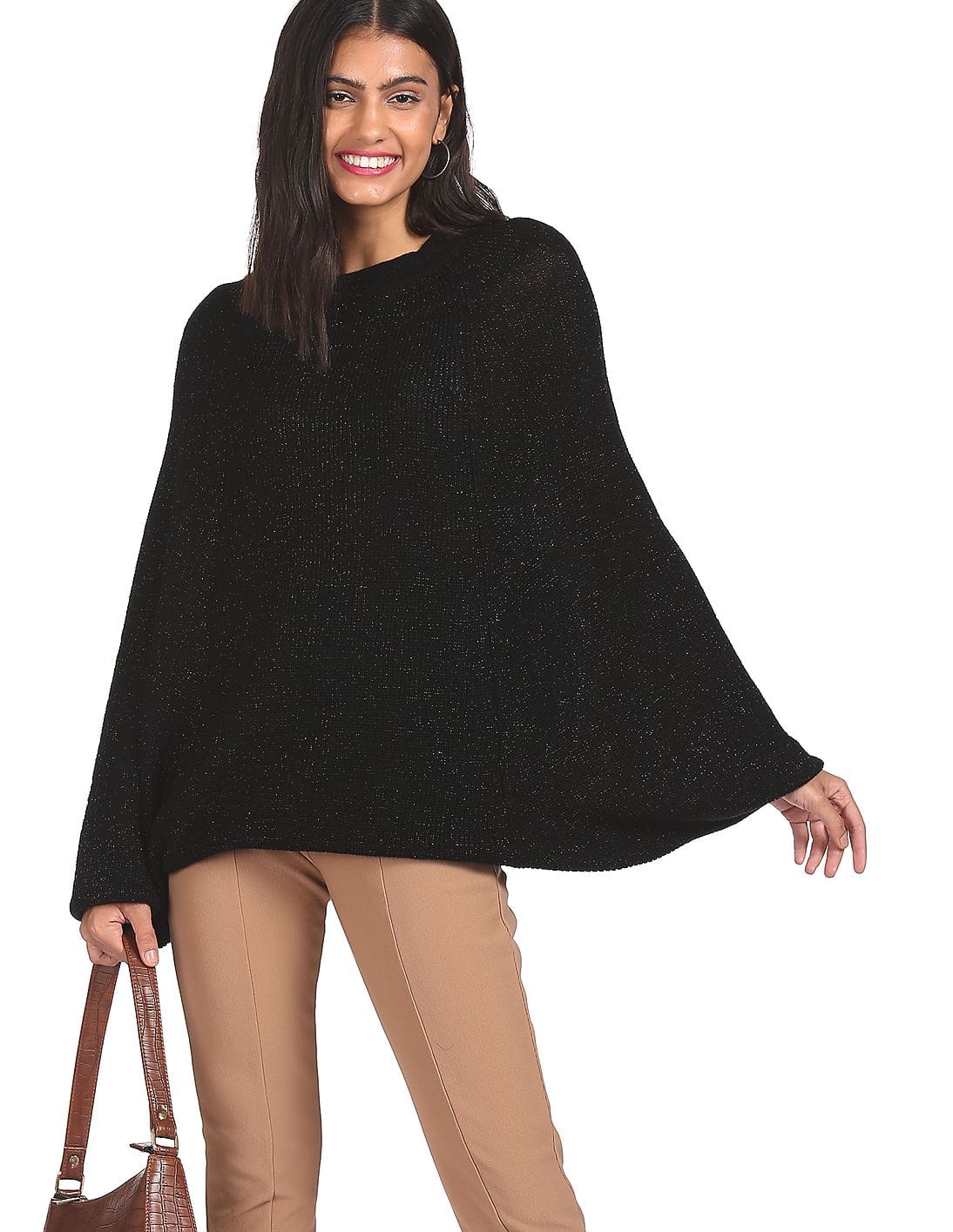 Buy SUGR Women Black Long Dolman Sleeve 