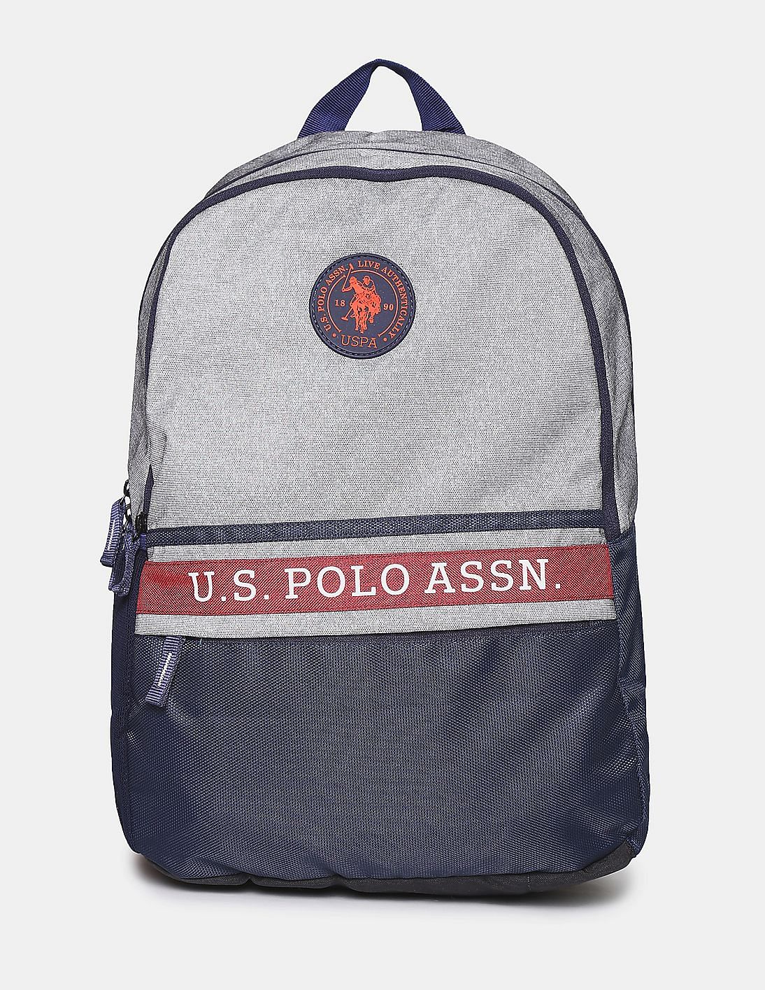 Buy . Polo Assn. Men Grey And Navy Colour Blocked Laptop Backpack -  