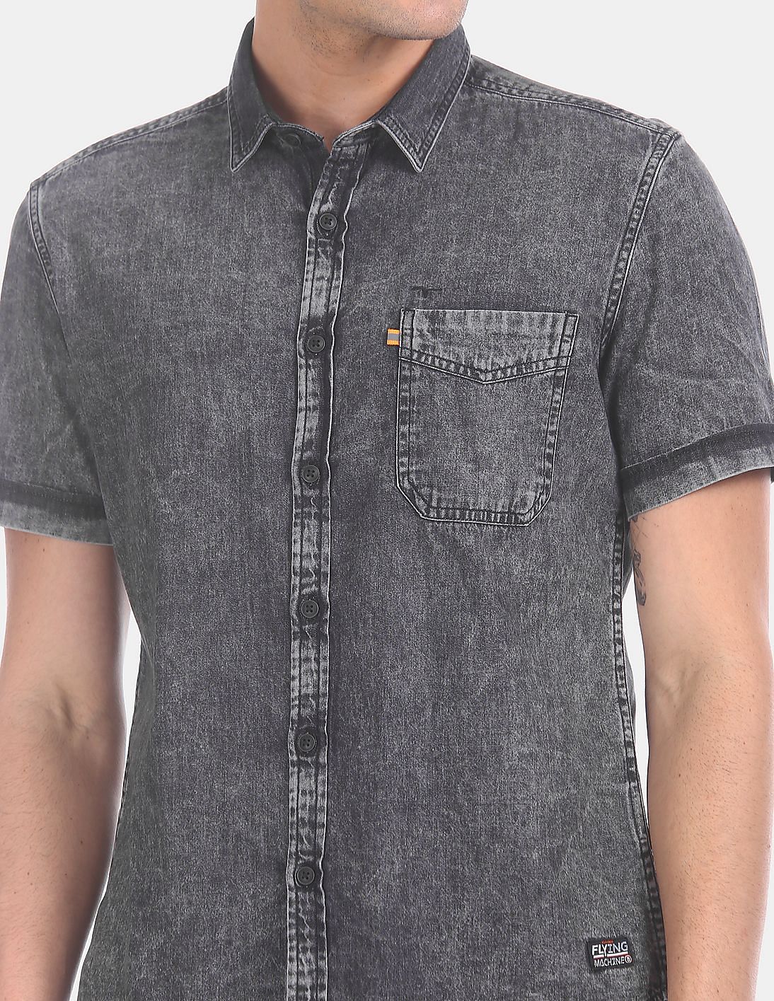 FLYING MACHINE Men Washed Casual Blue Shirt - Buy FLYING MACHINE Men Washed  Casual Blue Shirt Online at Best Prices in India | Flipkart.com